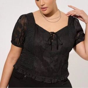 Torrid Black Lace-Up Blouse